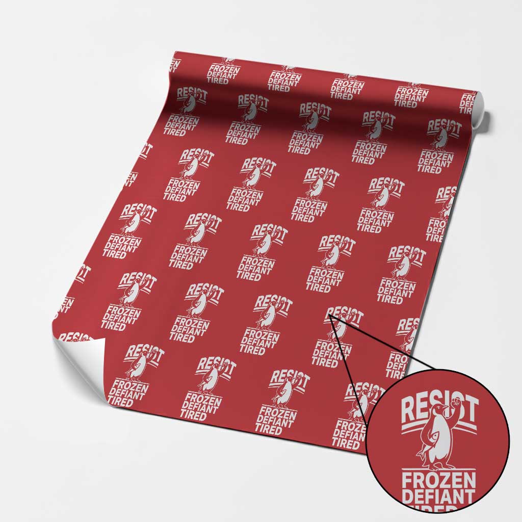 Funny Penguin Resist Wrapping Paper Roll Frozen Defiant Tired FDT Activism - Wonder Print Shop