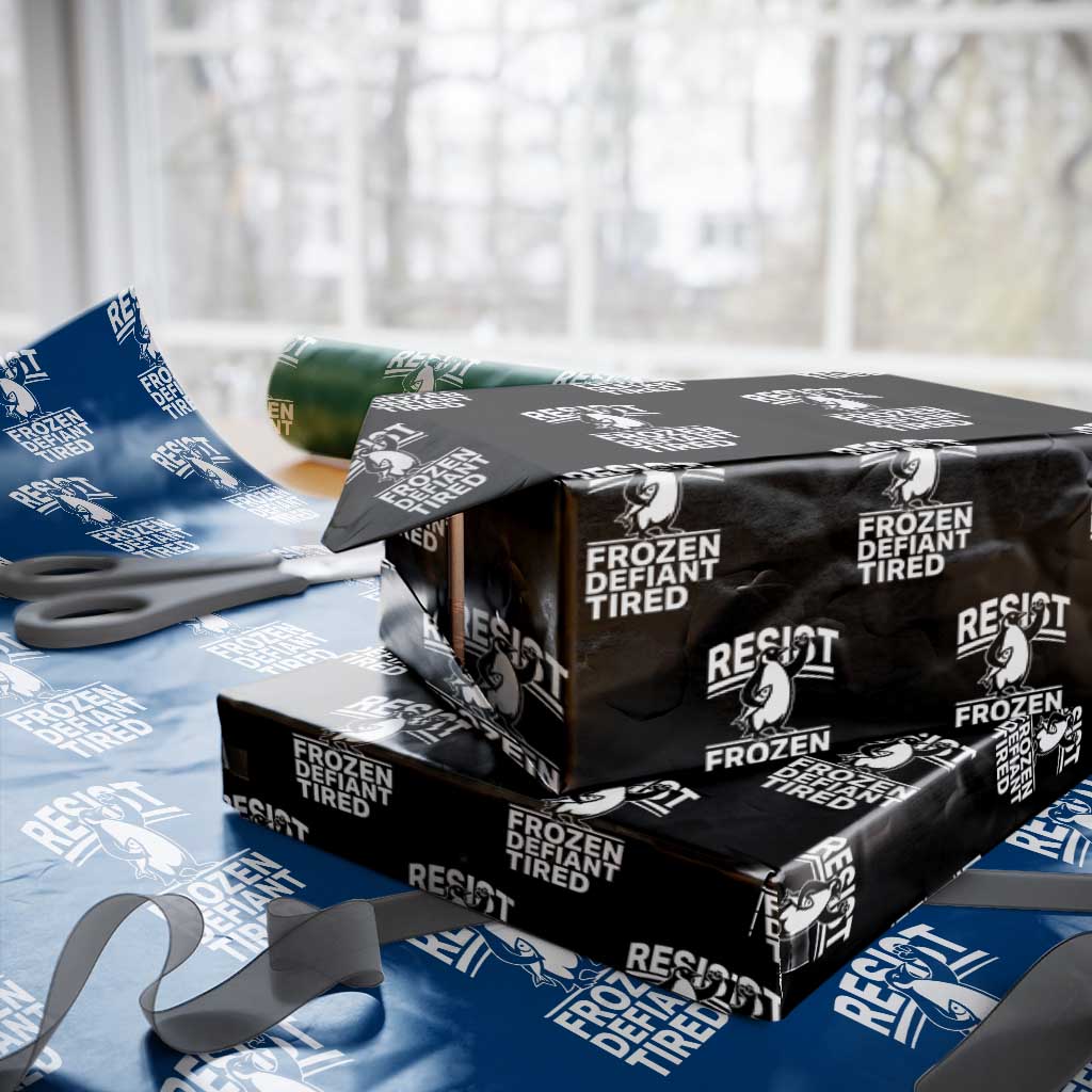 Funny Penguin Resist Wrapping Paper Roll Frozen Defiant Tired FDT Activism - Wonder Print Shop