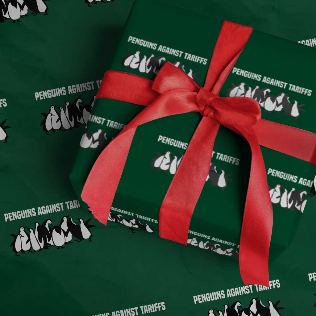 Funny Penguin Resist Wrapping Paper Roll Penguins Against Tariffs Sarcastic Saying Meme - Wonder Print Shop