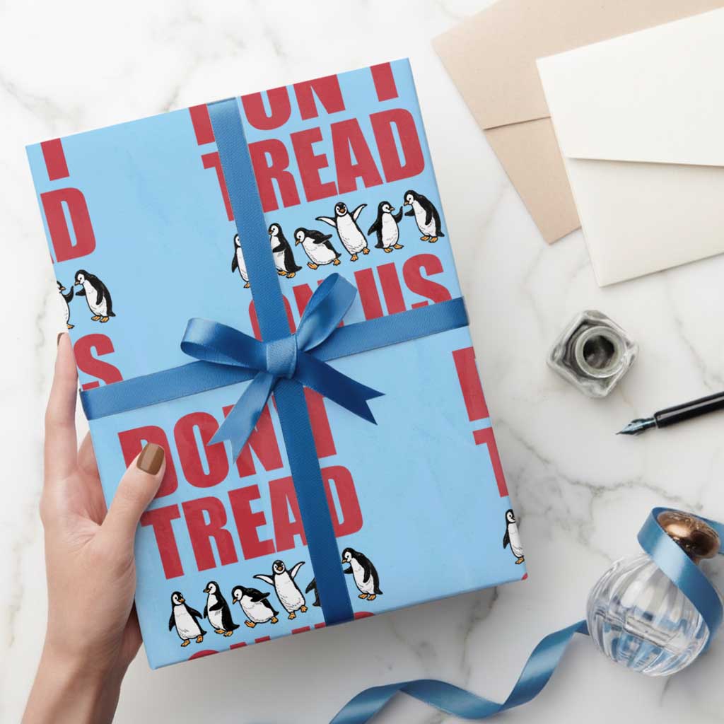 Funny Penguins Resist Protest Wrapping Paper Roll Don't Tread On Us