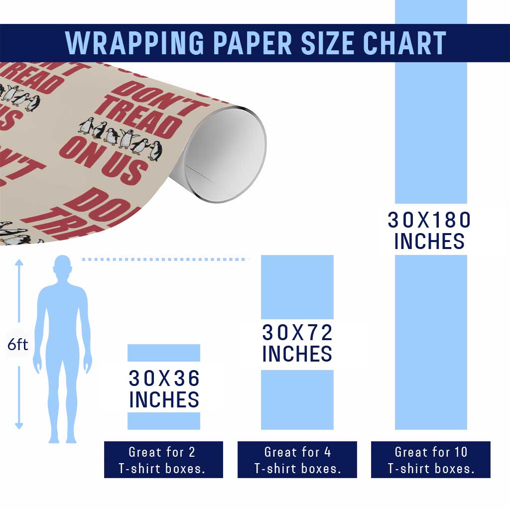 Funny Penguins Resist Protest Wrapping Paper Roll Don't Tread On Us