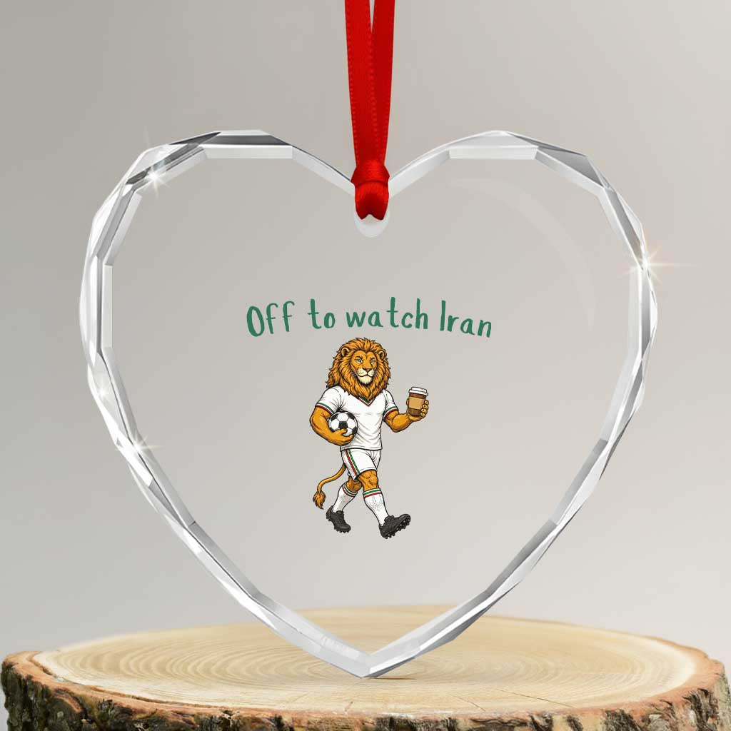 Funny Persian Lion Soccer Fan Gift Heart Crystal Glass Ornament Off To Watch Iran