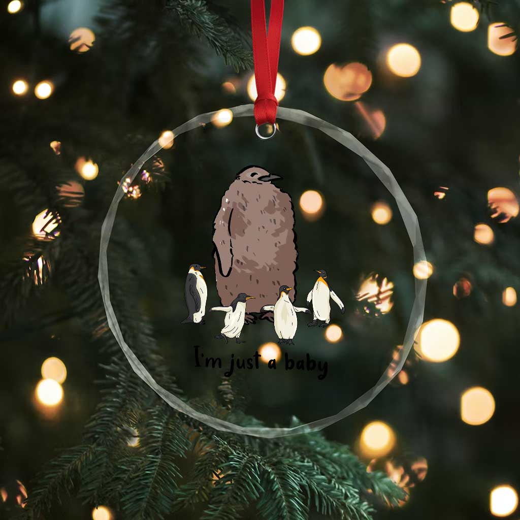Funny Pesto The Penguin Crystal Glass Ornament I'm Just A Baby Meme TS11