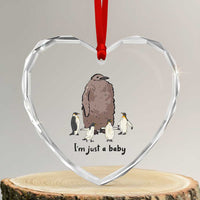 Funny Pesto The Penguin Heart Crystal Glass Ornament I'm Just A Baby Meme - Wonder Print Shop