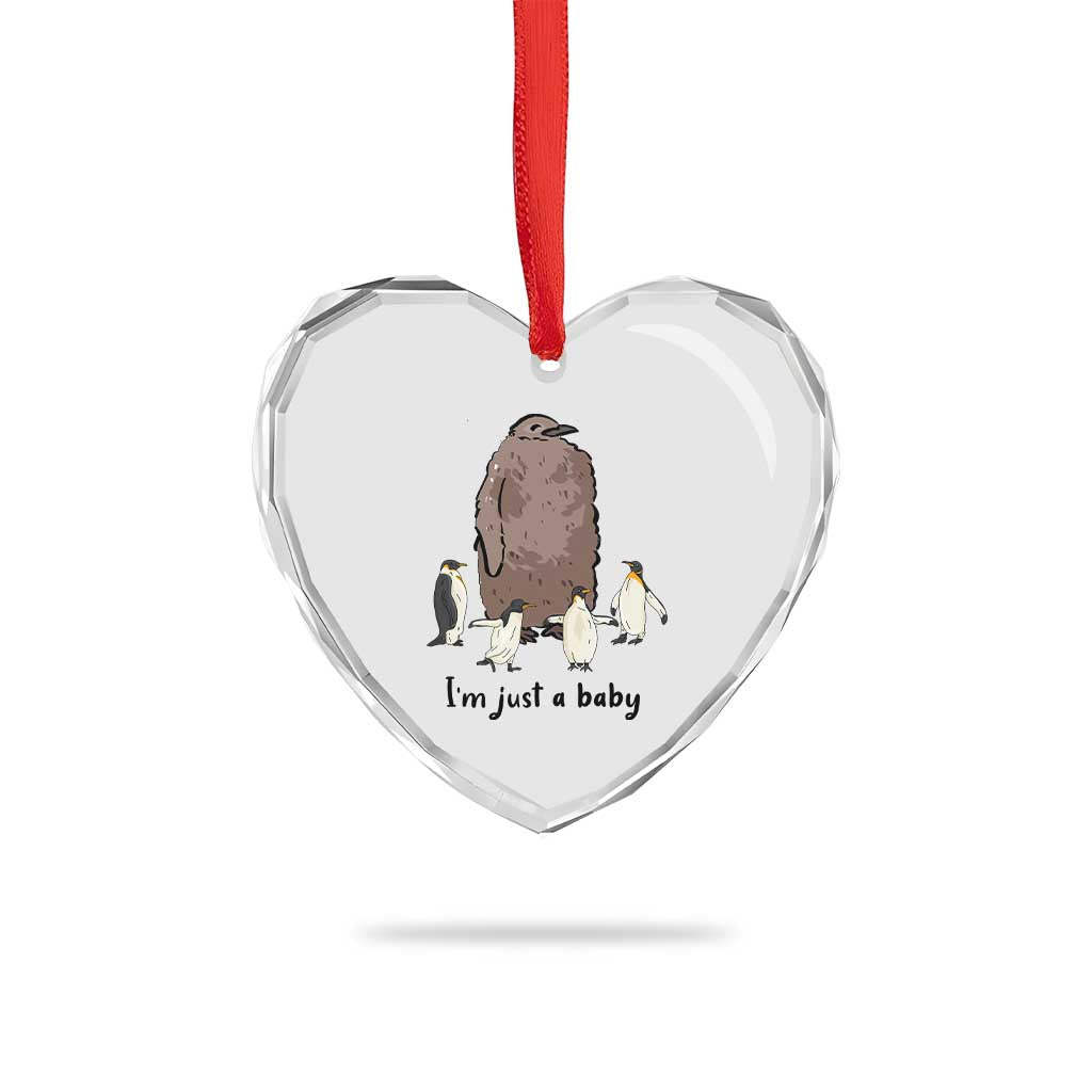 Funny Pesto The Penguin Heart Crystal Glass Ornament I'm Just A Baby Meme - Wonder Print Shop
