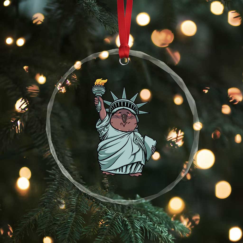 Funny Pesto The Penguin Statue Of Liberty Crystal Glass Ornament TS11