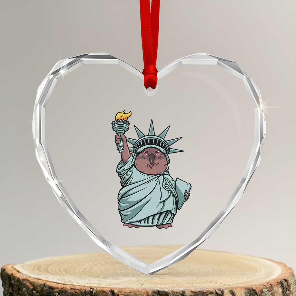 Funny Pesto The Penguin Statue Of Liberty Heart Crystal Glass Ornament - Wonder Print Shop