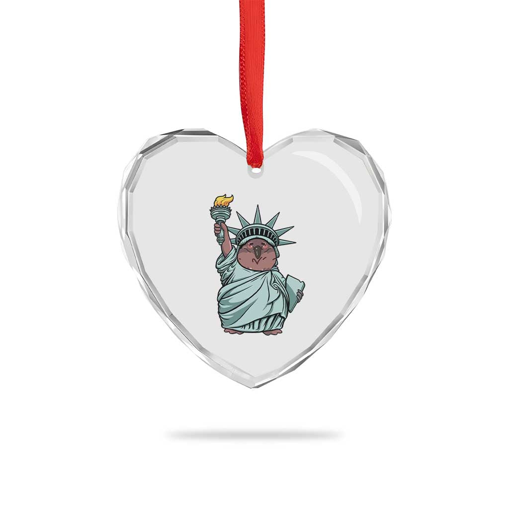Funny Pesto The Penguin Statue Of Liberty Heart Crystal Glass Ornament - Wonder Print Shop