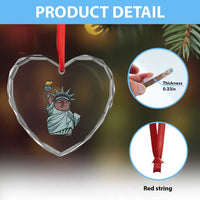 Funny Pesto The Penguin Statue Of Liberty Heart Crystal Glass Ornament - Wonder Print Shop
