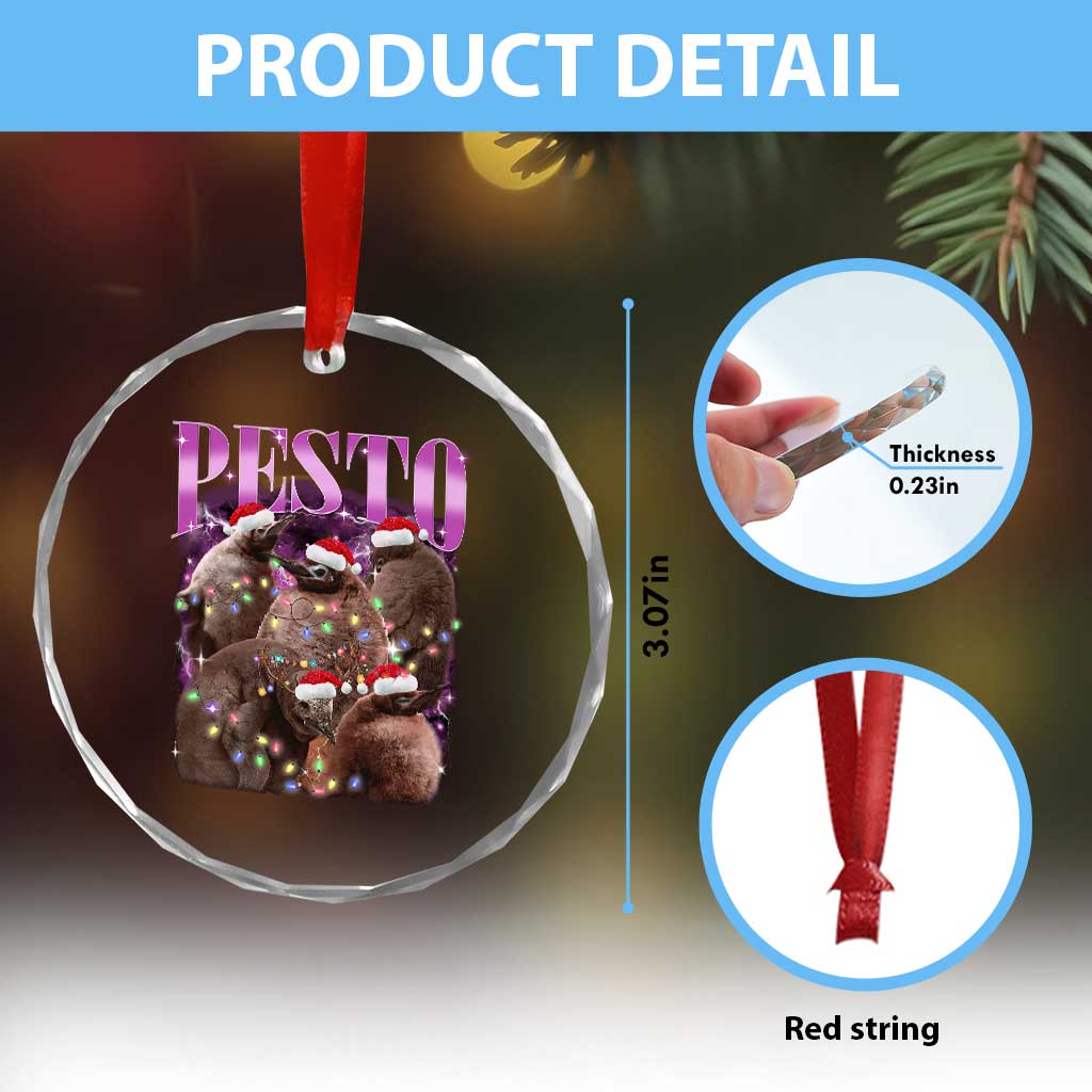 Funny Pesto The Penguin Xmas Crystal Glass Ornament TS11