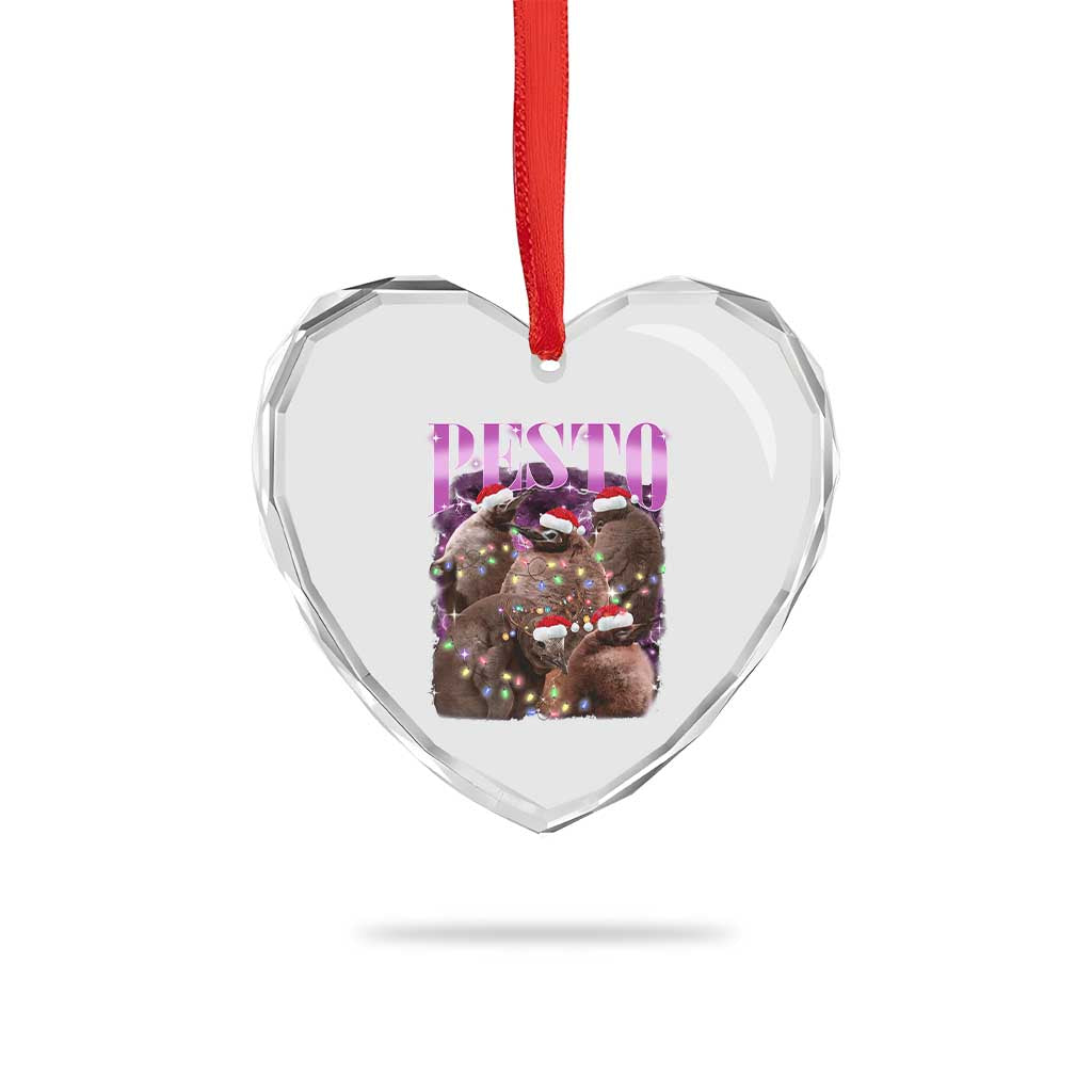 Funny Pesto The Penguin Xmas Heart Crystal Glass Ornament - Wonder Print Shop