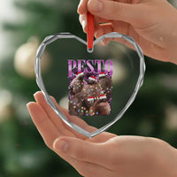 Funny Pesto The Penguin Xmas Heart Crystal Glass Ornament - Wonder Print Shop