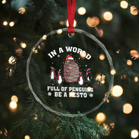 Funny Pesto Xmas Penguin Crystal Glass Ornament In A World Full Of Penguins Be A Pesto Xmas Santa Hat TS11