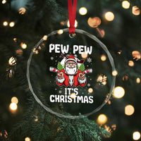 Funny Pew Pew Santa Christmas Crystal Glass Ornament Angry Santa with Candy Cane Guns Holiday Humor - Wonder Print Shop