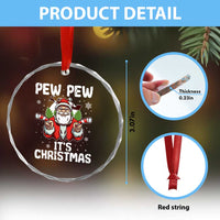 Funny Pew Pew Santa Christmas Crystal Glass Ornament Angry Santa with Candy Cane Guns Holiday Humor - Wonder Print Shop