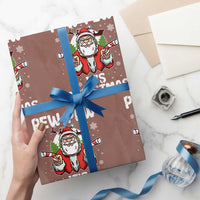 Funny Pew Pew Santa Christmas Wrapping Paper Roll Angry Santa with Candy Cane Guns Holiday Humor - Wonder Print Shop