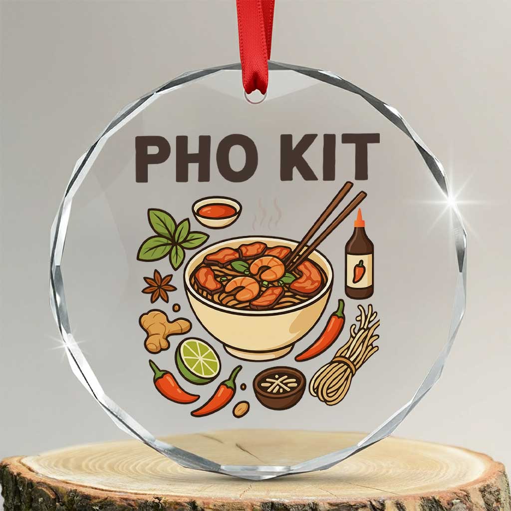 Funny Pho Kit Vietnamese Noodle Pun Crystal Glass Ornament Ramen Pho Lovers Hilarious Foodie Graphic TS02