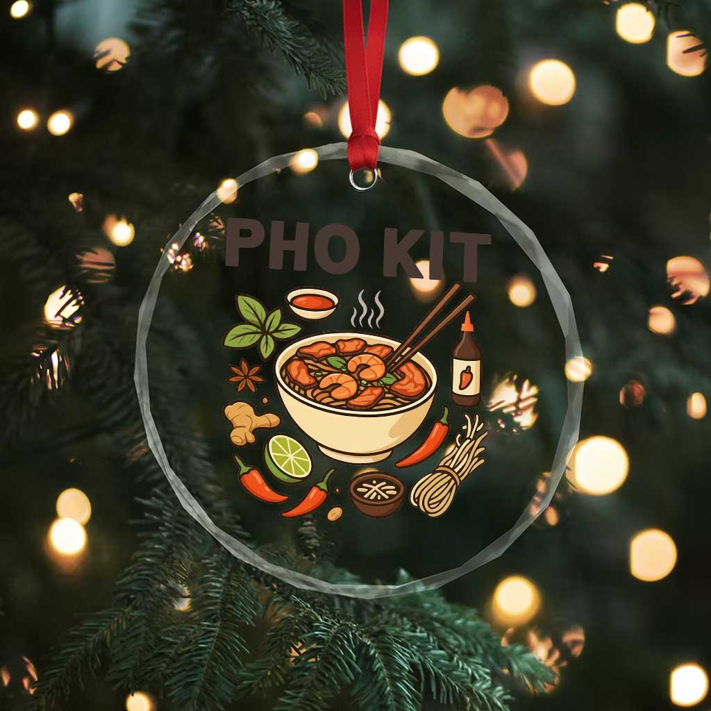 Funny Pho Kit Vietnamese Noodle Pun Crystal Glass Ornament Ramen Pho Lovers Hilarious Foodie Graphic TS02