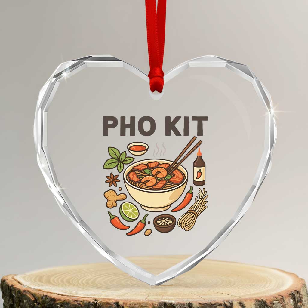 Funny Pho Kit Vietnamese Noodle Pun Heart Crystal Glass Ornament Ramen Pho Lovers Hilarious Foodie Graphic - Wonder Print Shop