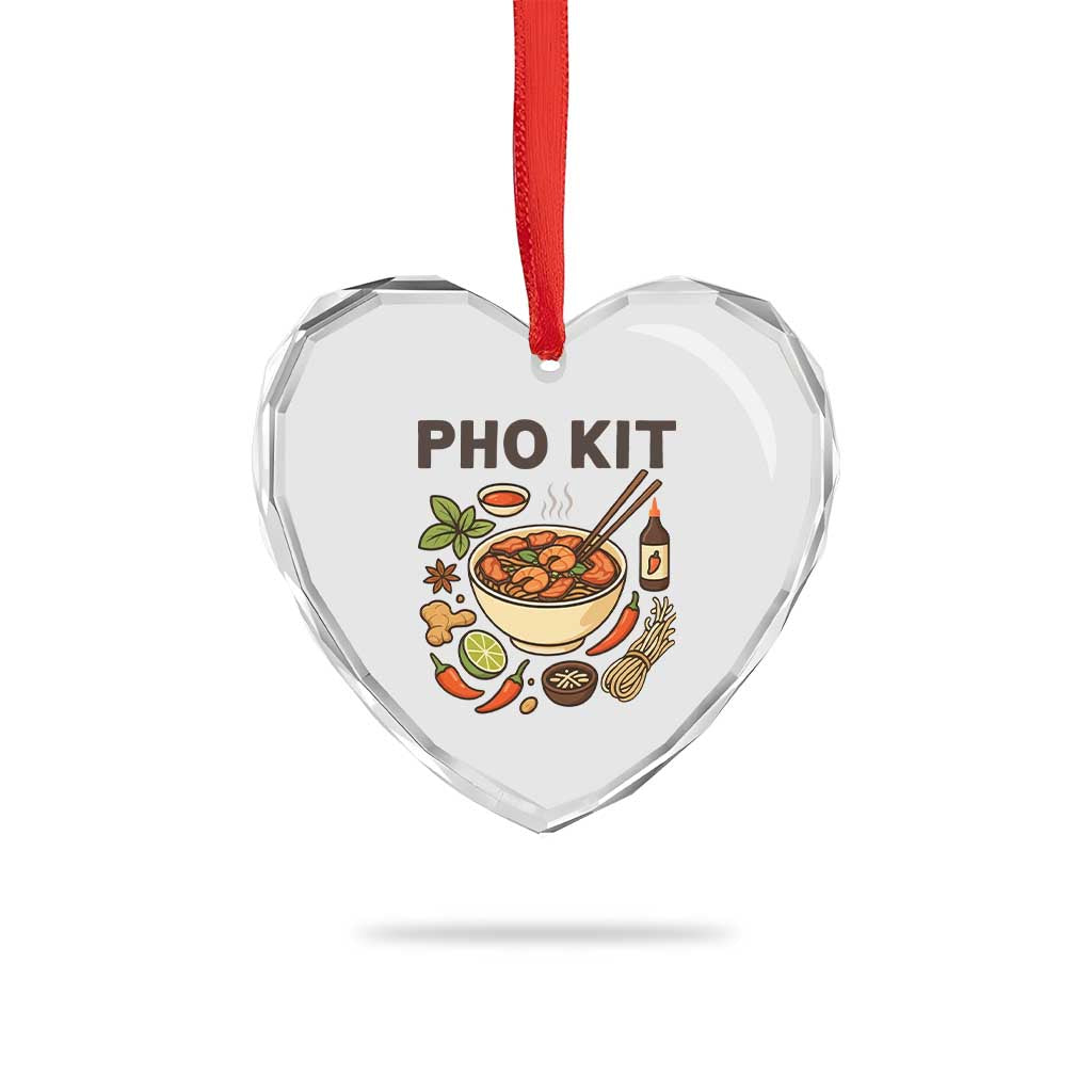 Funny Pho Kit Vietnamese Noodle Pun Heart Crystal Glass Ornament Ramen Pho Lovers Hilarious Foodie Graphic - Wonder Print Shop