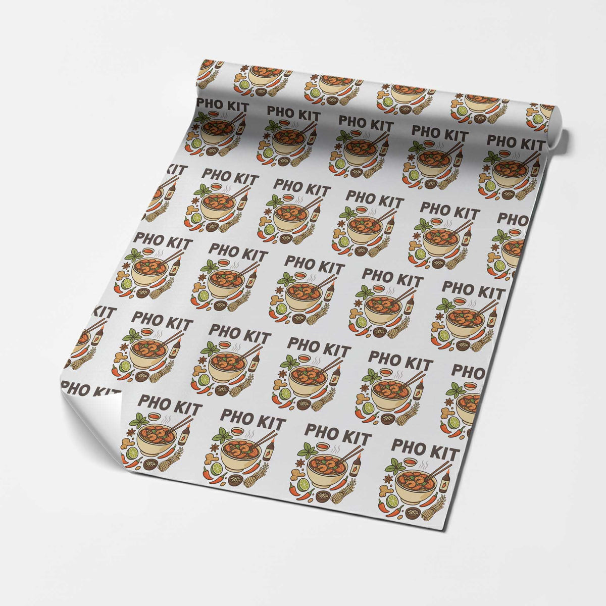 Funny Pho Kit Vietnamese Noodle Pun Wrapping Paper Roll Ramen Pho Lovers Hilarious Foodie Graphic - Wonder Print Shop