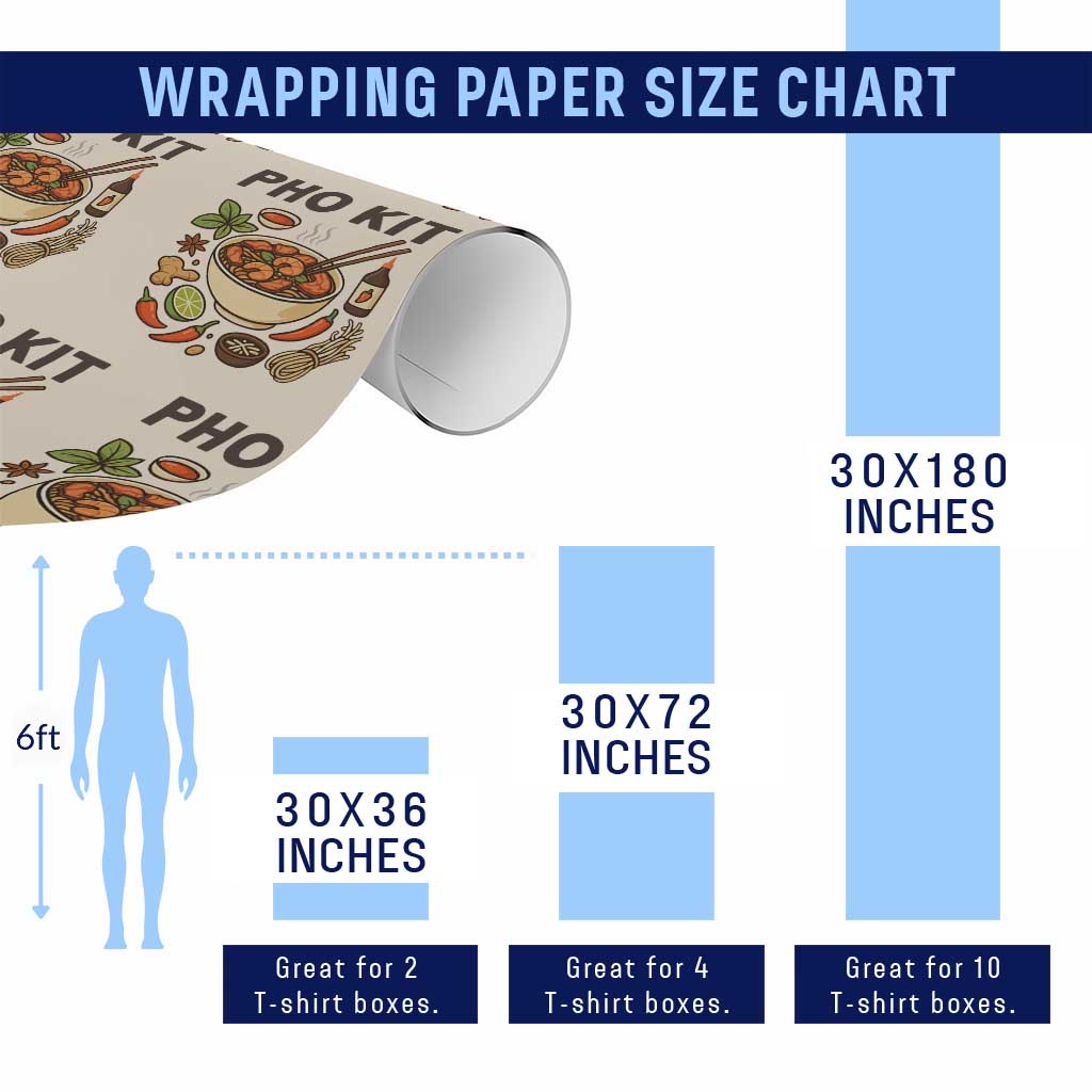 Funny Pho Kit Vietnamese Noodle Pun Wrapping Paper Roll Ramen Pho Lovers Hilarious Foodie Graphic - Wonder Print Shop