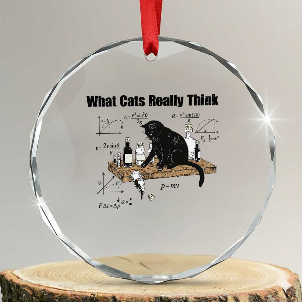 Funny Physics Cat Meme Crystal Glass Ornament What Cats Really Think