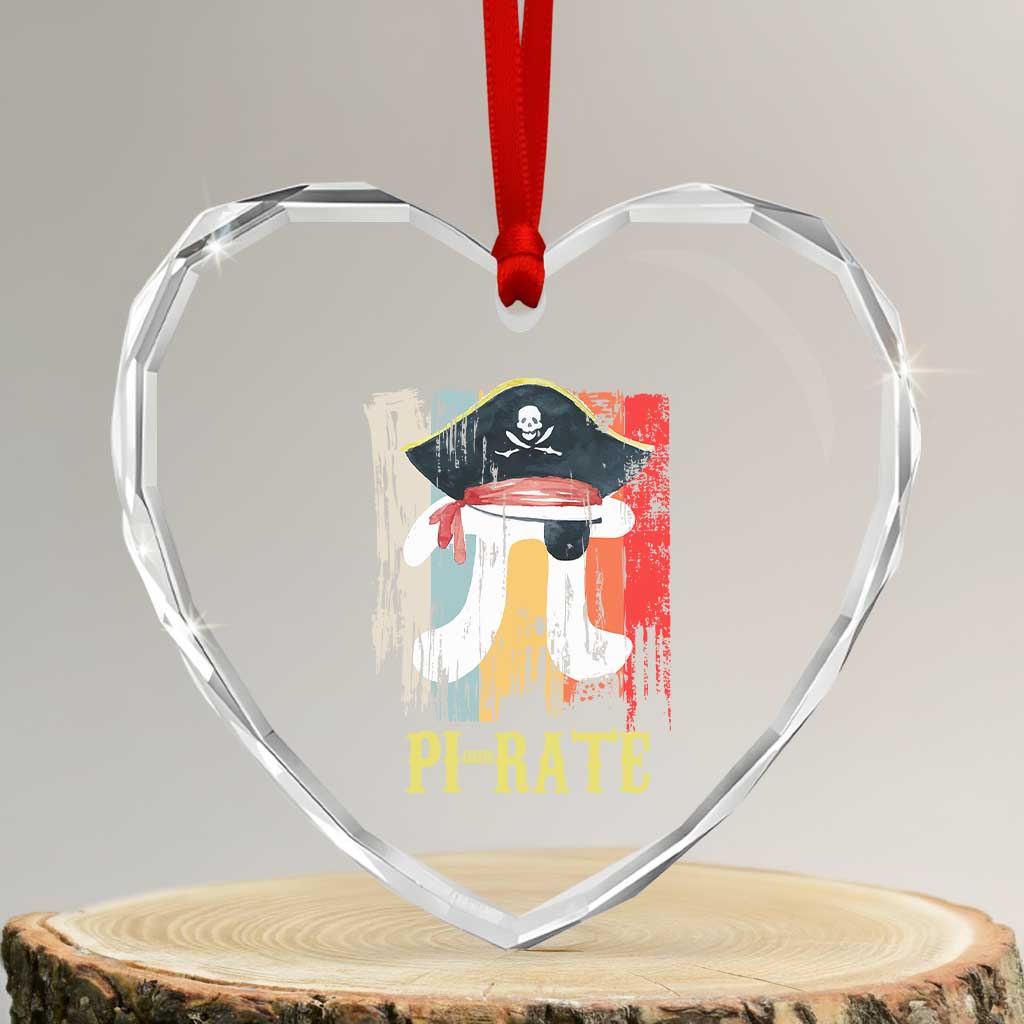 Funny Pi-rate Heart Crystal Glass Ornament Pi Day Math Geek Pirate Lover - Wonder Print Shop
