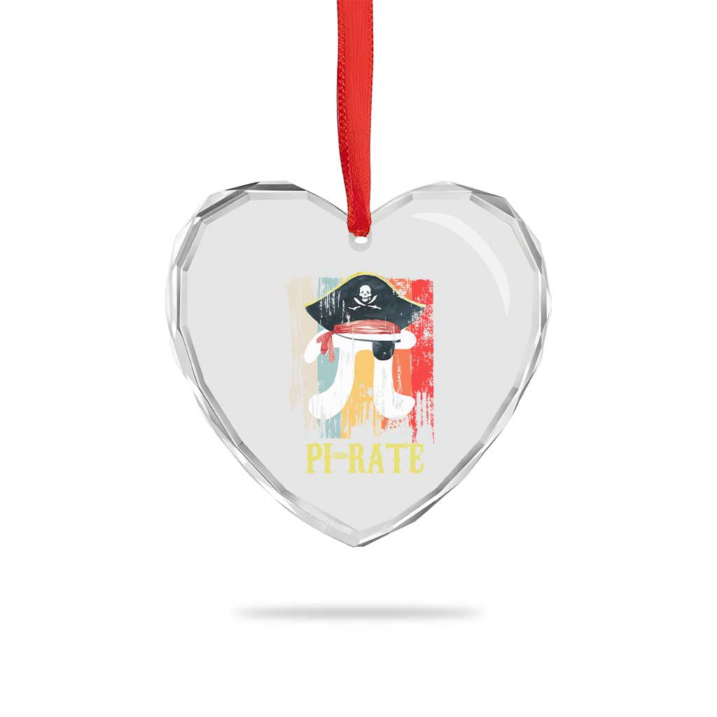 Funny Pi-rate Heart Crystal Glass Ornament Pi Day Math Geek Pirate Lover - Wonder Print Shop