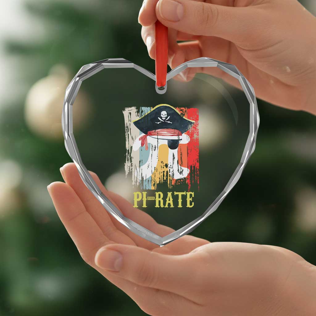 Funny Pi-rate Heart Crystal Glass Ornament Pi Day Math Geek Pirate Lover - Wonder Print Shop