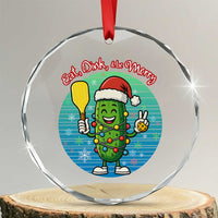Funny Pickleball Xmas Crystal Glass Ornament Eat Dink And Be Merry Gift For Players TS12