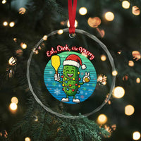 Funny Pickleball Xmas Crystal Glass Ornament Eat Dink And Be Merry Gift For Players TS12