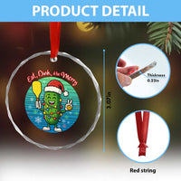 Funny Pickleball Xmas Crystal Glass Ornament Eat Dink And Be Merry Gift For Players TS12