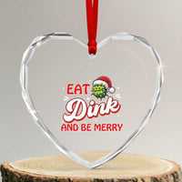 Funny Pickleball Xmas Heart Crystal Glass Ornament Eat Dink And Be Merry - Wonder Print Shop