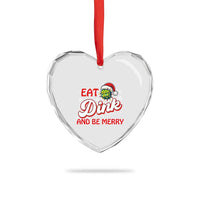 Funny Pickleball Xmas Heart Crystal Glass Ornament Eat Dink And Be Merry - Wonder Print Shop