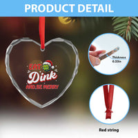 Funny Pickleball Xmas Heart Crystal Glass Ornament Eat Dink And Be Merry - Wonder Print Shop