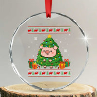 Funny Pig Christmas Tree Ugly Sweater Crystal Glass Ornament Farm Animal Gift - Wonder Print Shop