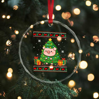 Funny Pig Christmas Tree Ugly Sweater Crystal Glass Ornament Farm Animal Gift - Wonder Print Shop