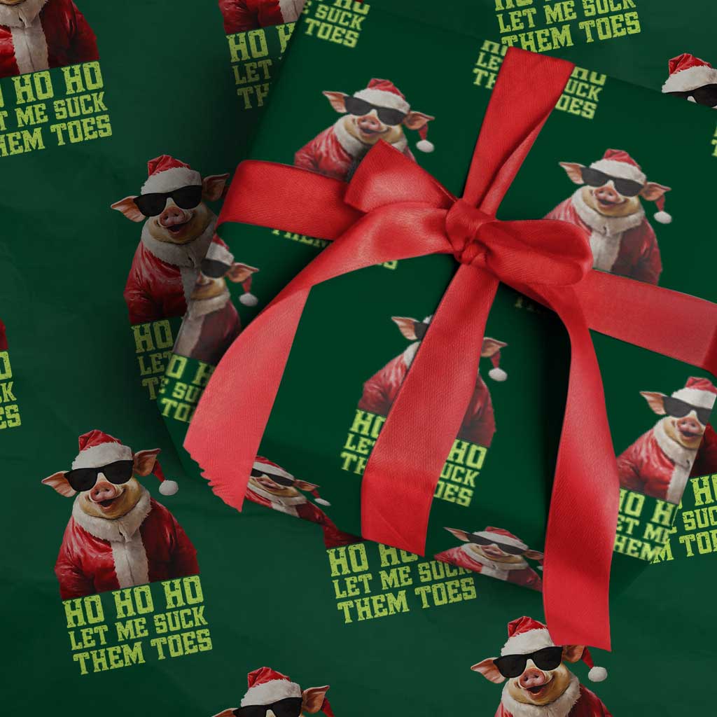 Funny Pig Santa Wrapping Paper Roll Ho Ho Ho Let Me Suck Them Toes Weird Festive Christmas