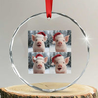 Funny Pig With Santa Hat Photobooth Crystal Glass Ornament Christmas Gift - Wonder Print Shop