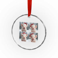 Funny Pig With Santa Hat Photobooth Crystal Glass Ornament Christmas Gift - Wonder Print Shop