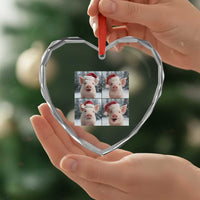 Funny Pig With Santa Hat Photobooth Heart Crystal Glass Ornament Christmas Gift - Wonder Print Shop