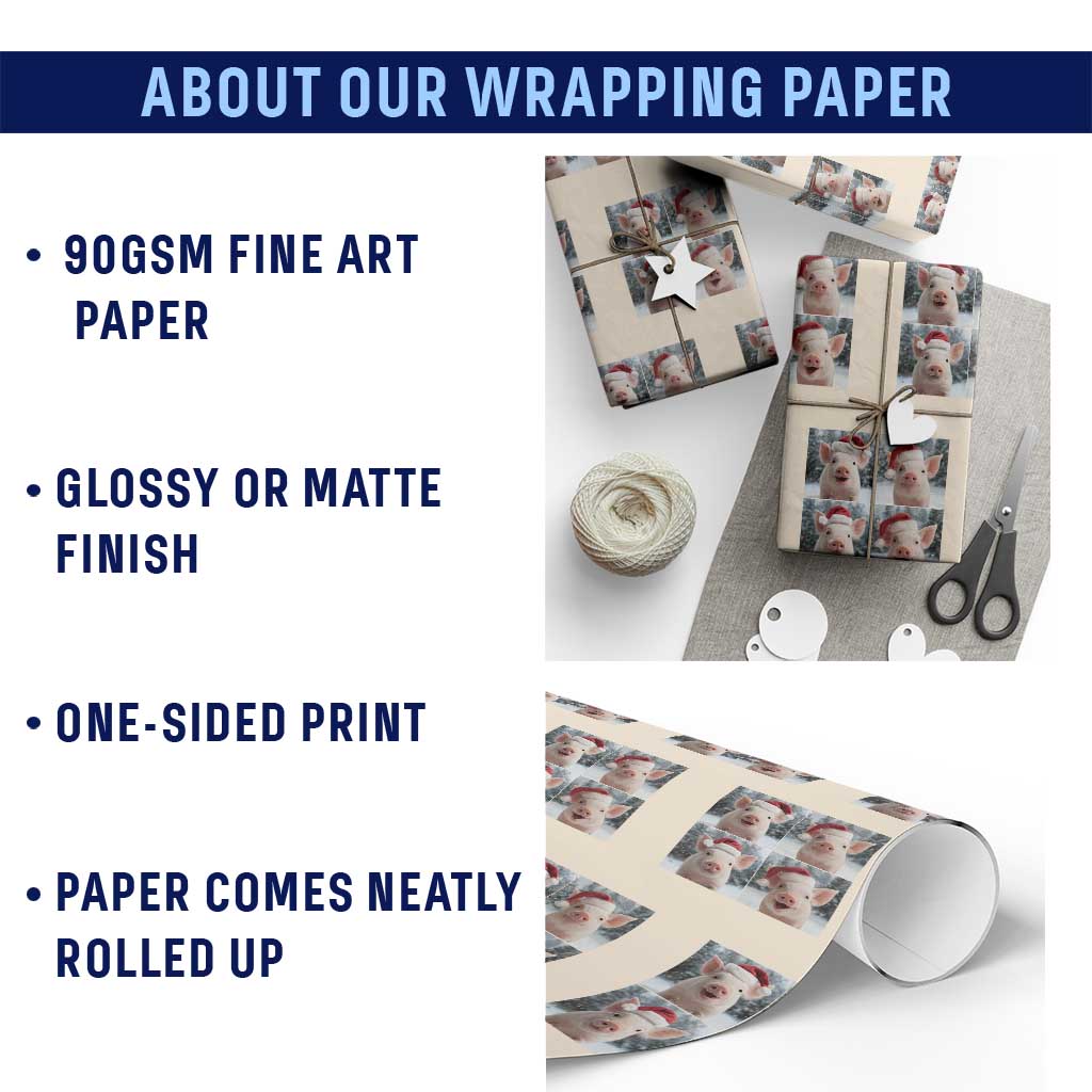 Funny Pig With Santa Hat Photobooth Wrapping Paper Roll Christmas Gift - Wonder Print Shop