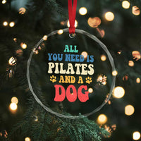 Funny Pilates Dog Lover Crystal Glass Ornament Retro All You Need Is Pilates And A Dog