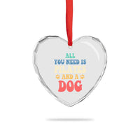 Funny Pilates Dog Lover Heart Crystal Glass Ornament Retro All You Need Is Pilates And A Dog