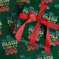Funny Pilates Dog Lover Wrapping Paper Roll Retro All You Need Is Pilates And A Dog