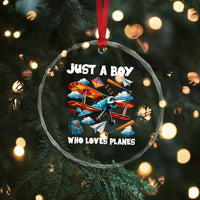 Funny Pilot Airplane Lovers Crystal Glass Ornament Just A Boy Who Loves Planes - Wonder Print Shop