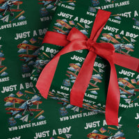 Funny Pilot Airplane Lovers Wrapping Paper Roll Just A Boy Who Loves Planes - Wonder Print Shop