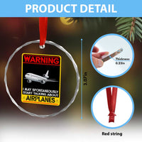 Funny Pilot Crystal Glass Ornament Warning May Spontaneously Talk About Airplanes - Wonder Print Shop