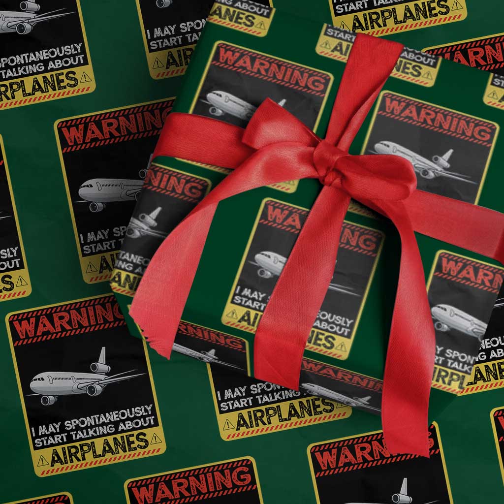Funny Pilot Wrapping Paper Roll Warning May Spontaneously Talk About Airplanes - Wonder Print Shop